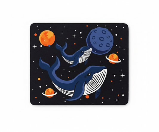 Cosmic Whale Mouse Pad with Planets and Galaxy Background | Space Fantasy Desk Mat with Non-Slip Base | for Gamers, Creatives, and Dreamers