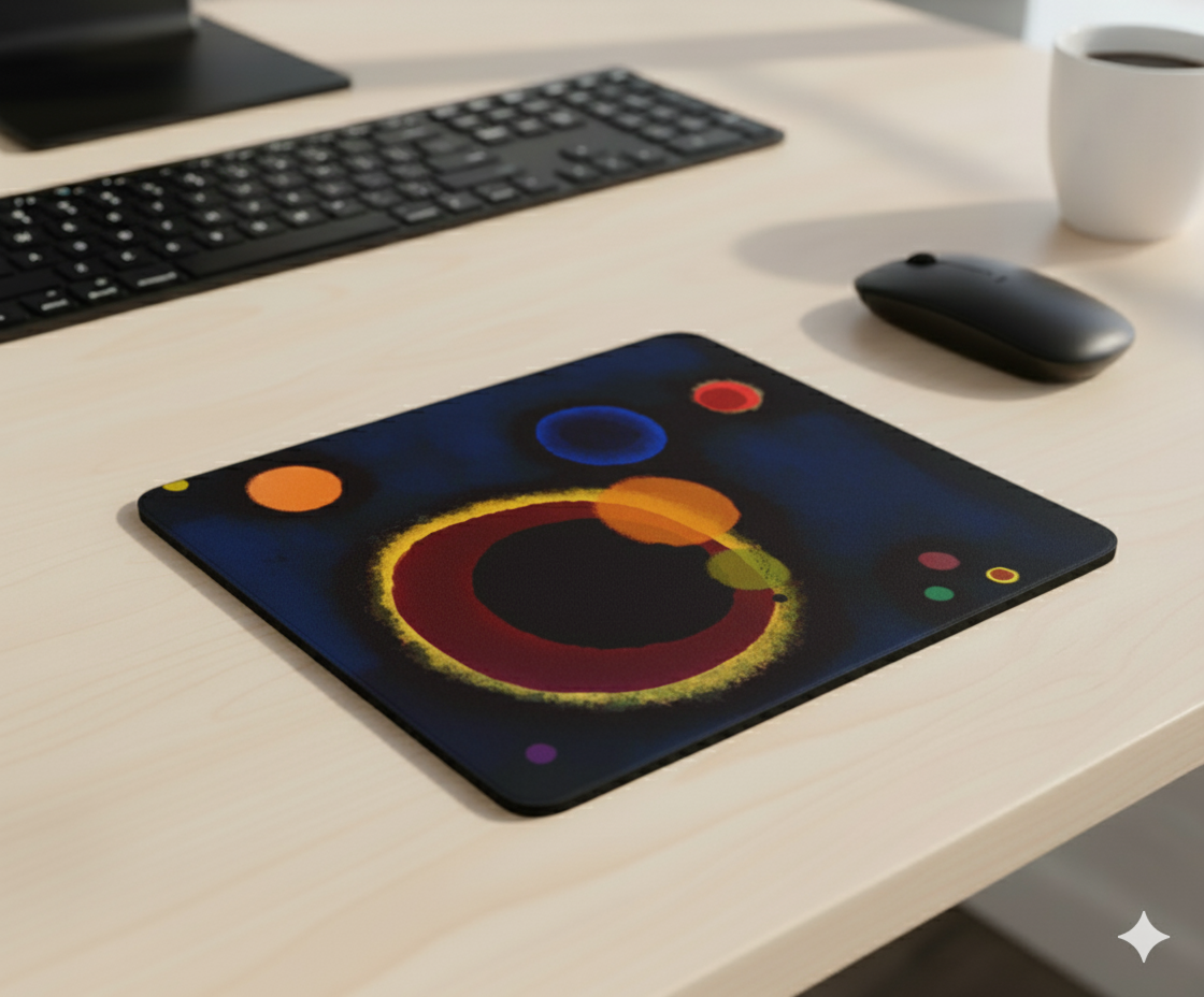 Cosmic Outer Space Mouse Pad with Abstract Cosmos Design Inspired by Wassily Kandinsky | Vivid and Energetic Desk Mat with Non-Slip Base for Home and Office