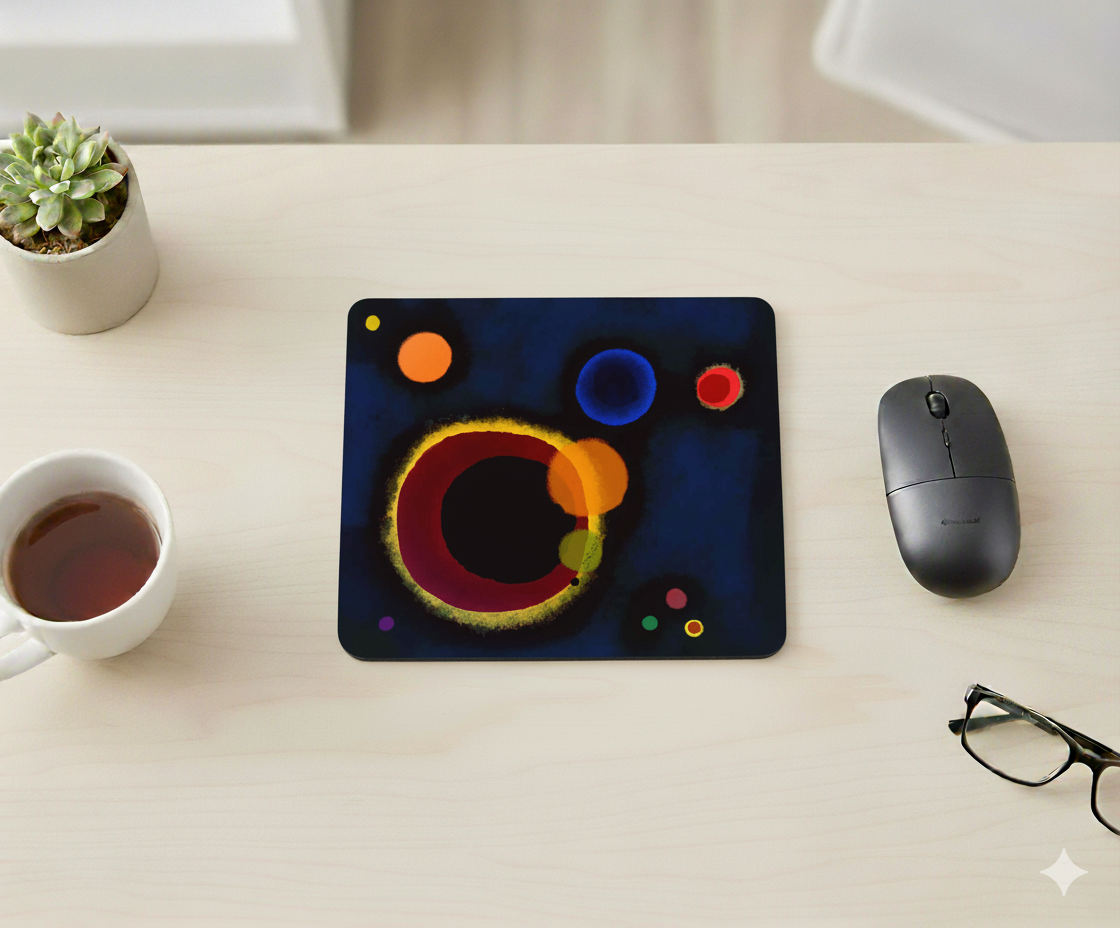 Cosmic Outer Space Mouse Pad with Abstract Cosmos Design Inspired by Wassily Kandinsky | Vivid and Energetic Desk Mat with Non-Slip Base for Home and Office