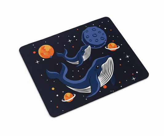 Cosmic Whale Mouse Pad with Planets and Galaxy Background | Space Fantasy Desk Mat with Non-Slip Base | for Gamers, Creatives, and Dreamers