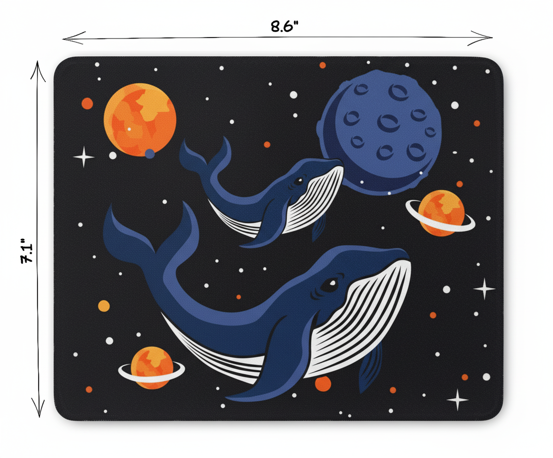 Cosmic Whale Mouse Pad with Planets and Galaxy Background | Space Fantasy Desk Mat with Non-Slip Base | for Gamers, Creatives, and Dreamers